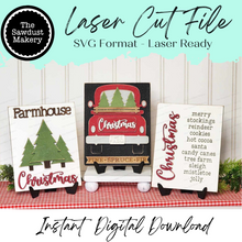 Load image into Gallery viewer, Country Christmas Sign Trio Bundle Laser Cut File | Interchangeable Frame | Christmas Sign Inserts | 5&quot; x 6.25&quot; signs | Christmas Truck svg
