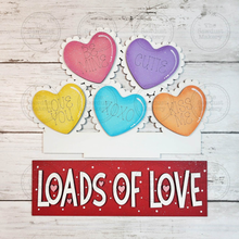 Load image into Gallery viewer, Add-on for Interchangeable Window Box | Cute Hearts Valentine Window Box Insert SVG | Laser Cut File | Window Box Shelf Sitter
