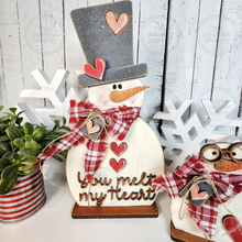 Load image into Gallery viewer, Valentine Snowman SVG File | Hearts | Laser Cut File | Valentine's Day SVG File | SVG | Snowman Shelf Sitter | Be Mine| Snowman svg

