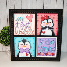 Load image into Gallery viewer, Valentine Penguin Winter Love Laser Cut File | Laser Cut File | Interchangeable Frame | Valentine Sign Inserts | Valentine Penguin SVG
