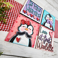 Load image into Gallery viewer, Valentine Penguin Winter Love Laser Cut File | Laser Cut File | Interchangeable Frame | Valentine Sign Inserts | Valentine Penguin SVG
