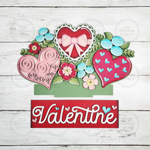 Load image into Gallery viewer, Add-on for Interchangeable Window Box | Flower Heart Valentine Window Box Insert SVG | Laser Cut File | Window Box Shelf Sitter
