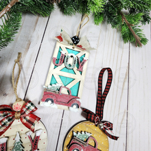 Load image into Gallery viewer, Joy Barn Door Christmas Truck Scrap Buster Ornament SVG | Round Shiplap | Barn Door Ornament | wood digital cut file | Farmhouse
