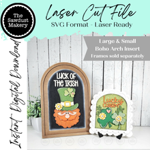 Load image into Gallery viewer, Interchangeable Large &amp; Small Arched Boho Sign Insert | St. Patrick Arch Sign Set |  Laser File  | Boho Signs | Seasonal Interchangeable SVG
