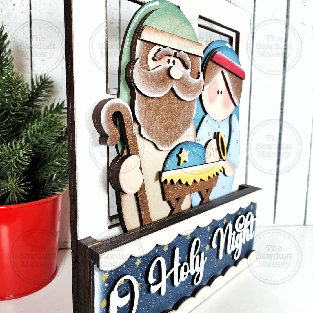 Window Box File Svg Add-on for Interchangeable Window Box | Nativity Window Box Insert SVG ...