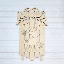Load image into Gallery viewer, Christmas Reindeer Sled  SVG File  | Laser Cut File | Christmas SVG File | Door Hanger | Reindeer Christmas SVG | Leaner Sled | Porch Decor
