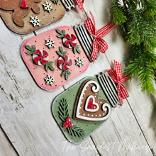 Load image into Gallery viewer, Gingerbread Mason Jar Gift Card Holder Ornament Bundle | Laser Cut File | Christmas Ornament SVG | Ornament SVG (Digital Download)
