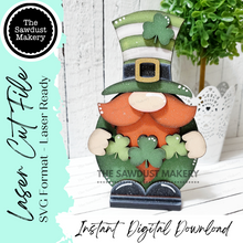 Load image into Gallery viewer, Leprechaun Standing Gnome SVG File | Lucky | Laser Cut File | St. Patrick&#39;s Day Gnome SVG File | SVG | Gnome | Gnome Shelf Sitter
