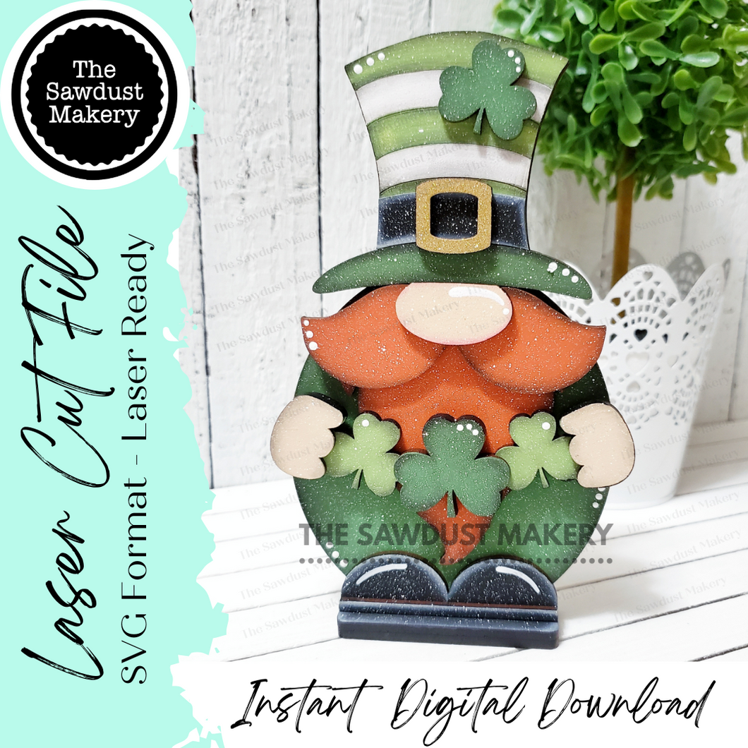Leprechaun Standing Gnome SVG File | Lucky | Laser Cut File | St. Patrick's Day Gnome SVG File | SVG | Gnome | Gnome Shelf Sitter