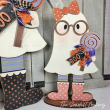 Load image into Gallery viewer, Gertie Halloween Ghost SVG, Laser Cut File, Shelf Sitter (Digital Download)
