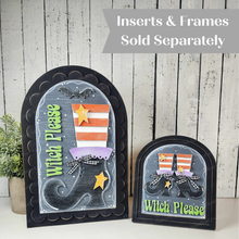 Load image into Gallery viewer, Interchangeable Large &amp; Small Arched Boho Sign Insert | Witch Please Boot Sign |  SVG Laser Cut File  | Boho Signs | Seasonal Interchangeable SVG
