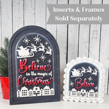 Load image into Gallery viewer, Interchangeable Large &amp; Small Arched Boho Sign Insert | Believe Santa Sign |  SVG Laser Cut File  | Boho Signs | Seasonal Interchangeable SVG
