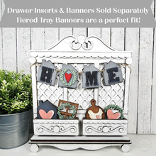 Load image into Gallery viewer, Cottage Cabinet Interchangeable Banner Scallop Lattice Base SVG | Home Decor SVG | Laser Cut File | Interchangeable Shelf Sitter SVG
