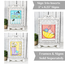 Load image into Gallery viewer, Spring Trio Sign Bundle Laser Cut File |  Interchangeable Frame | SpringSign Inserts | 5" x 6.25" signs | Spring Flowers svg
