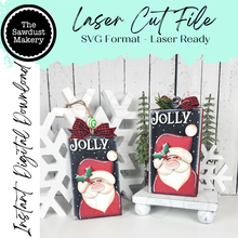 Load image into Gallery viewer, Santa Claus Shelf Sitter and Ornament Gift Card Holder Laser Cut File | Christmas Ornaments | Laser SVG File | Christmas Gift | Gift Tag SVG

