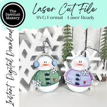 Load image into Gallery viewer, Roly Poly Snowman Christmas Ornament Bundle SVG File | Laser Cut File |  Christmas Ornament SVG | Gift Card SVG | Snowman Ornaments
