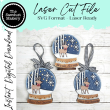Load image into Gallery viewer, Baby's First Christmas Deer Lighted Snow Globe Ornament SVG File | Laser Cut File | Fairy Light Ornament svg | Ornament SVG | Winter svg
