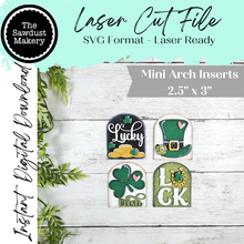 Load image into Gallery viewer, St. Patrick's Day Mini Arch Sign Set SVG Sign Bundle |  Seasonal Interchangeable Mini Sign Bundle | SVG Laser Cut File | Boho Signs
