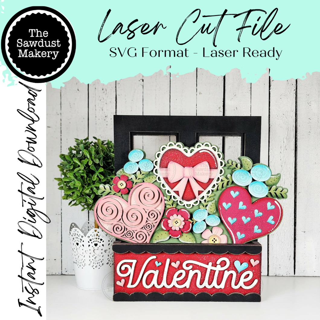 Add-on for Interchangeable Window Box | Flower Heart Valentine Window ...
