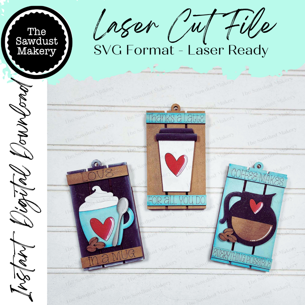 Coffee Pallet Gift Card Holder Bundle Laser Cut SVG File | Coffee Lovers Ornament SVG | Gift Card Bundle SVG | Gifts Card svg