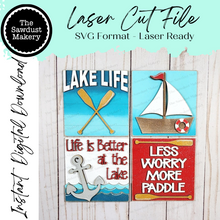 Load image into Gallery viewer, Lake Life Sign Bundle Laser Cut File | Laser Cut File | Interchangeable Frame | Farmhouse Sign Inserts | Lake SVG | Paddle SVG | Lake Signs
