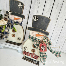 Load image into Gallery viewer, Winter Snowmen Trio SVG | Snowman laser cut file  Let it Snow | Glowforge | Snowman | Frosty | Brrr | Snowflakes |Winter SVG
