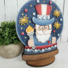 Load image into Gallery viewer, USA Snow Globe Shelf Sitter Laser Cut File | Patriotic Mantle Decor (Digital Download)

