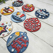 Load image into Gallery viewer, USA Patriotic Ornaments SVG Laser Cut File | 4th of July Bundle (Digital Download)
