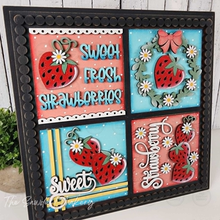Load image into Gallery viewer, Strawberry Sign Bundle | Laser Cut File | Interchangeable Frame | Summer Sign Inserts | Home Decor SVG | Strawberry Welcome Signs
