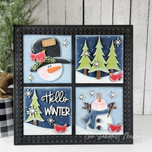Load image into Gallery viewer, Hello Snowman Winter Sign Bundle | Laser Cut File | Interchangeable Frame | Winter Sign Inserts | Snowman SVG | Winter Sign Bundle
