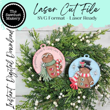 Load image into Gallery viewer, Victorian Gingerbread Round Ornament Bundle SVG | Laser Cut File (Digital Download)
