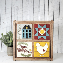 Load image into Gallery viewer, Prim Farmhouse Laser Cut File | Laser Cut File | Interchangeable Frame | Farmhouse Sign Inserts | Barn Quilt SVG | Chicken SVG | Saltbox
