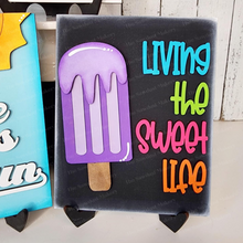 Load image into Gallery viewer, Sweet Summertime Popsicle Trio Sign Bundle Laser Cut File |  Interchangeable Frame | Summer Sign Inserts | 5" x 6.25" signs
