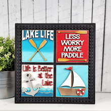 Load image into Gallery viewer, Lake Life Sign Bundle Laser Cut File | Laser Cut File | Interchangeable Frame | Farmhouse Sign Inserts | Lake SVG | Paddle SVG | Lake Signs
