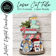 Load image into Gallery viewer, 4th of July Statue of Liberty Tiered Tray SVG File | Laser Cut File | Glowforge | USA | America | 4th of July | America SVG | Liberty svg

