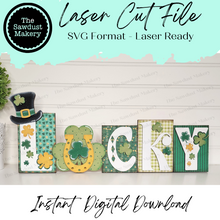 Load image into Gallery viewer, Lucky Word Block SVG |  Word Block SVG | SVG File | Laser Cut File | Glowforge | Mantle Decor svg | St. Patrick&#39;s svg
