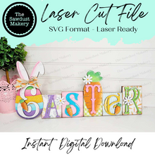 Load image into Gallery viewer, Easter Word Block SVG |  Word Block SVG | SVG File | Laser Cut File | Glowforge | Mantle Decor svg | Easter svg
