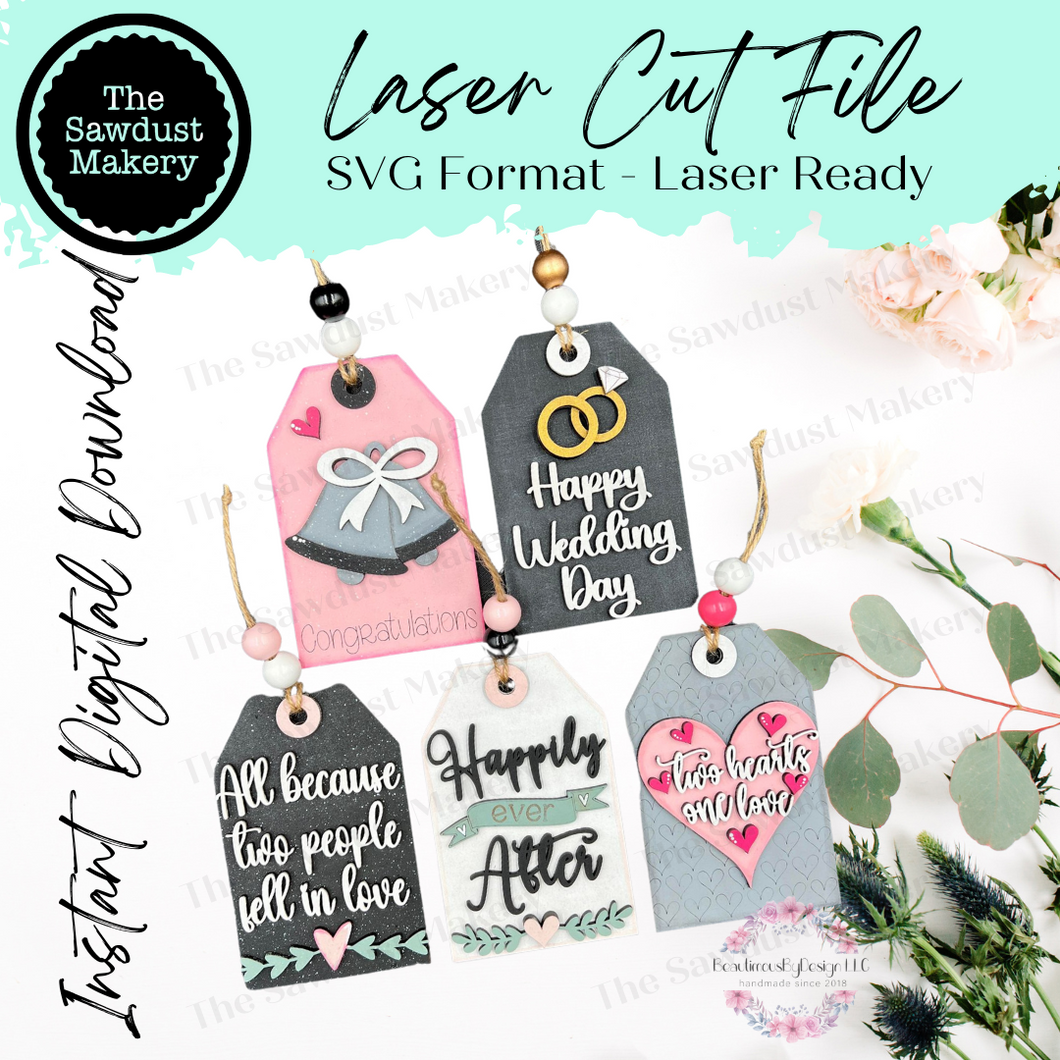 Wedding Tag Gift Card Holder Laser Cut SVG File | Wedding Gift Card Holders | Laser SVG File | Glowforge | Gift Tag SVG