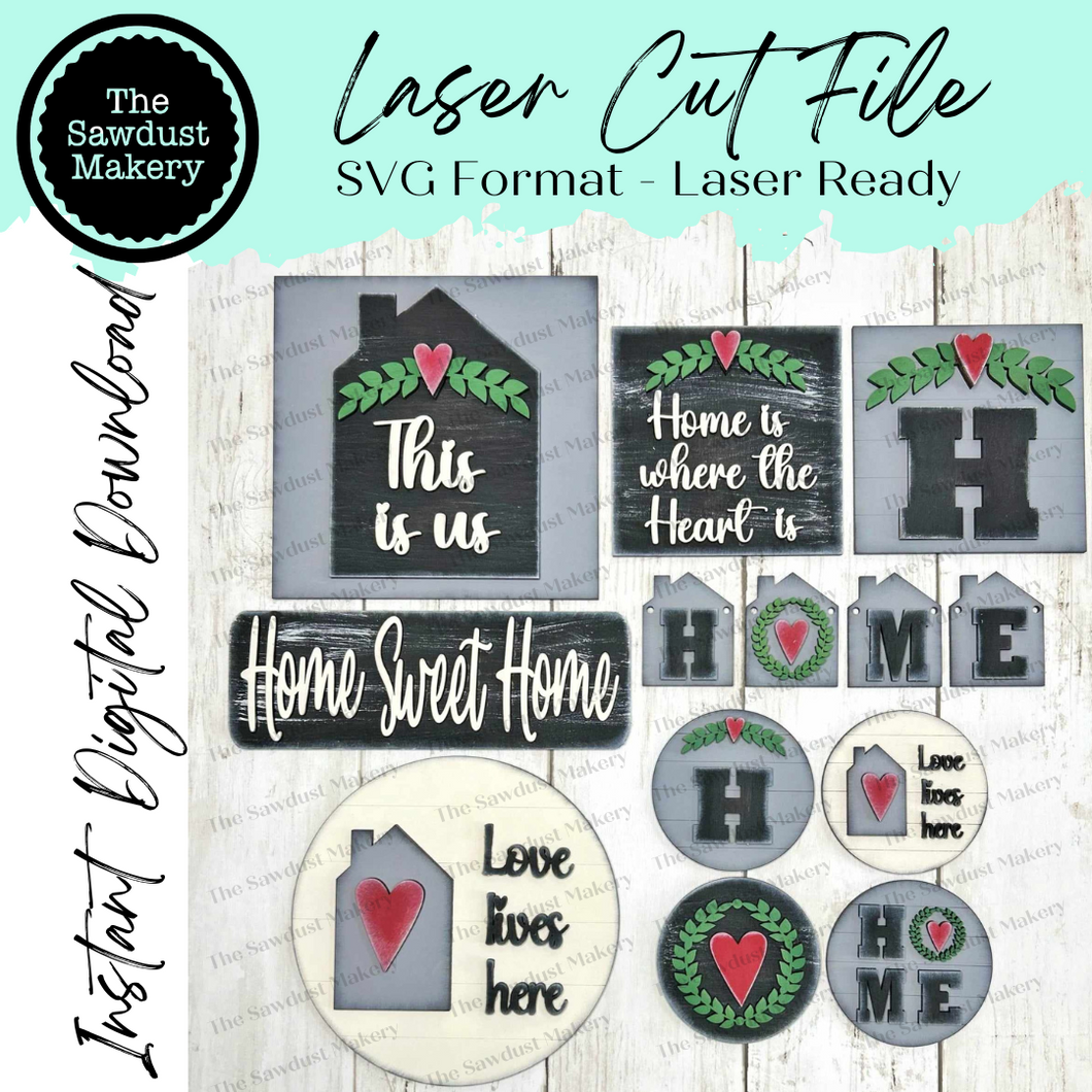 Home Sweet Home Bistro Bundle Interchangeable SVG  File | Laser Cut File | Interchangeable Frame | Farmhouse Bistro Sign SVG