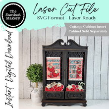 Load image into Gallery viewer, Add-on Strawberry Cottage Cabinet Insert SVG | Laser Cut File | Cottage Cabinet Shelf Sitter | Seasonal Insert | Interchangeable Decor
