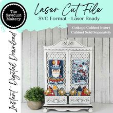 Load image into Gallery viewer, Add-on 4th of July Cottage Cabinet Insert SVG | Laser Cut File | Cottage Cabinet Shelf Sitter | Seasonal Insert | Interchangeable Decor
