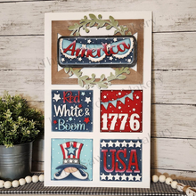 Load image into Gallery viewer, 4th of July Summer Patriotic Laser Cut File | Farmhouse Interchangeable Leaning Sign Bundle File SVG | Glowforge | Farmhouse Signs
