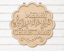 Load image into Gallery viewer, Merry Farmhouse Christmas Scallop Door Hanger SVG | Christmas Laser Cut File (Digital Download)
