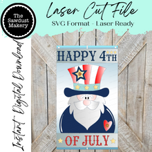 Load image into Gallery viewer, July 4th Uncle Sam Pallet Sign Door Hanger SVG File  | Laser Cut File | Patriotic SVG File | Happy 4th of July Door Hanger SVG
