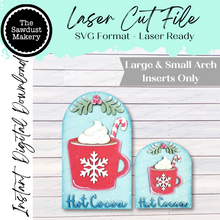 Load image into Gallery viewer, Interchangeable Large Arched Boho Sign Insert | Hot Cocoa |  SVG Laser Cut File  | Boho Signs | Seasonal Interchangeable SVG
