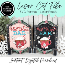 Load image into Gallery viewer, Hot Cocoa Bar Light Up Sign SVG File  | Laser Cut File | Christmas SVG File | Door Hanger SVG | Hot Cocoa Bar svg file
