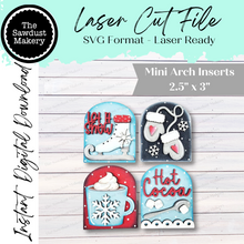 Load image into Gallery viewer, Hot Cocoa Winter Mini Arch Sign Set SVG Sign Bundle |  Seasonal Interchangeable Mini Sign Bundle | SVG Laser Cut File | Boho Signs
