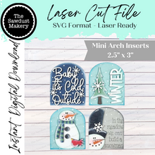 Load image into Gallery viewer, Snowman Winter Mini Arch Sign Set SVG Sign Bundle |  Seasonal Interchangeable Mini Sign Bundle | SVG Laser Cut File | Boho Signs
