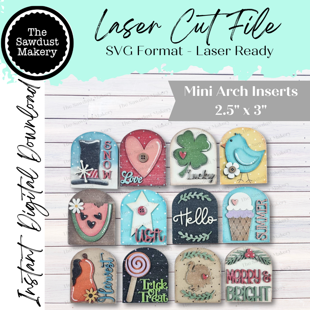 Mini Arch Sign Set Vol 1 SVG Sign Bundle |  Seasonal Interchangeable Mini Sign Bundle | SVG Laser Cut File | Boho Signs