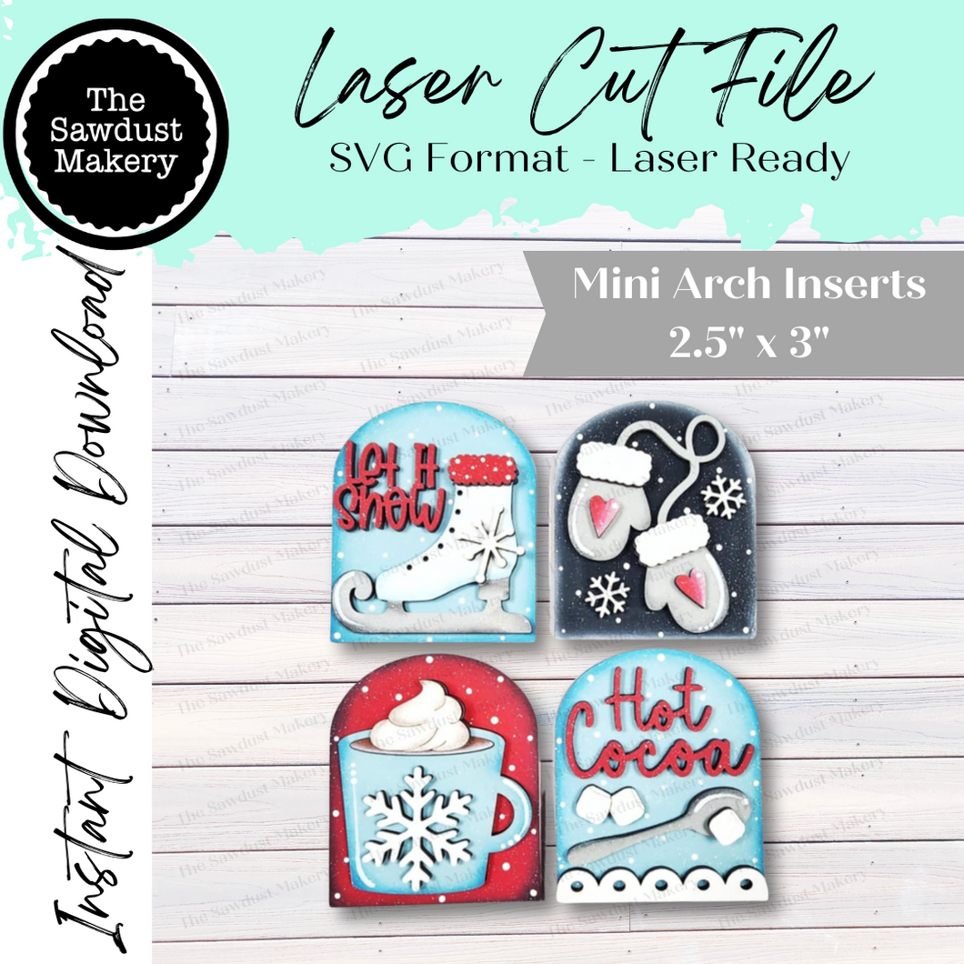 Hot Cocoa Winter Mini Arch Sign Set SVG Sign Bundle |  Seasonal Interchangeable Mini Sign Bundle | SVG Laser Cut File | Boho Signs
